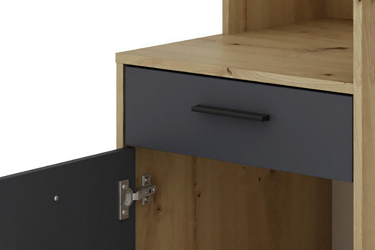 SCHREIBTISCH 140/55/89 cm  in Anthrazit, Eiche Artisan  - Anthrazit/Schwarz, MODERN, Holzwerkstoff/Kunststoff (140/55/89cm) - MID.YOU