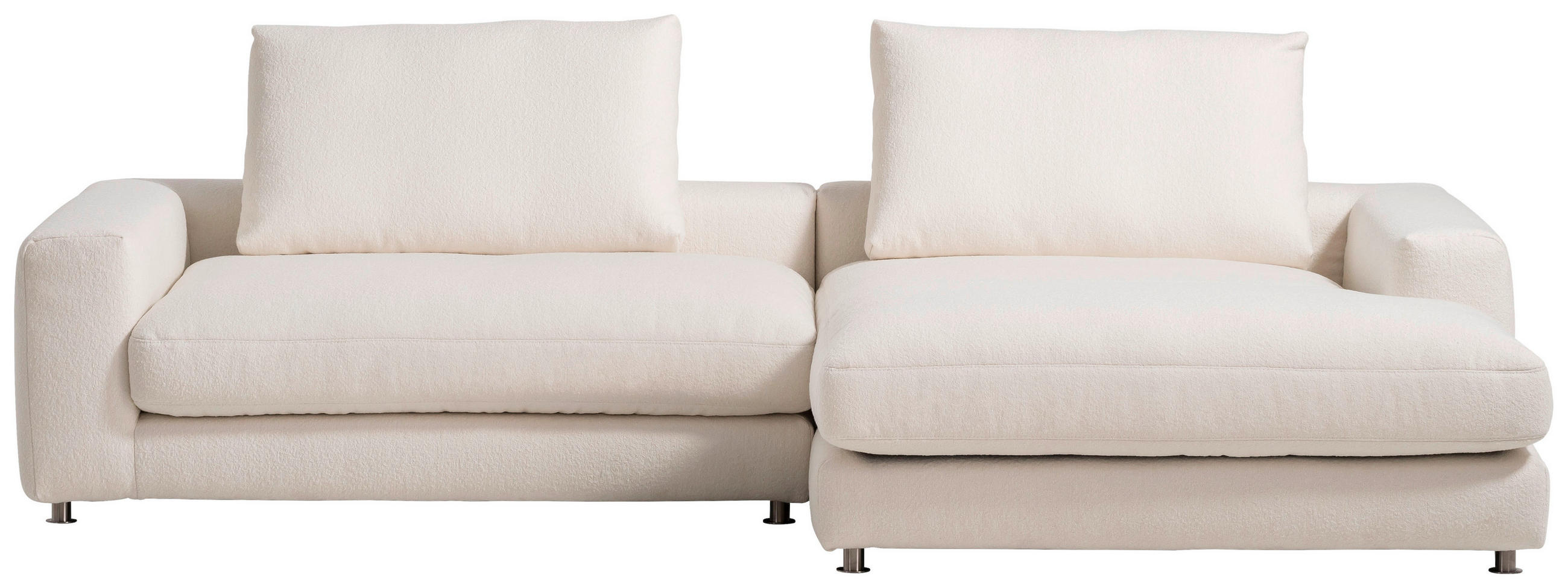 ECKSOFA in Bouclé Weiss  - Weiss/Silberfarben, Design, Textil/Metall (300/185cm) - Designwerk