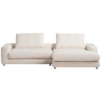ECKSOFA in Bouclé Weiss  - Weiss/Silberfarben, Design, Textil/Metall (300/185cm) - Designwerk
