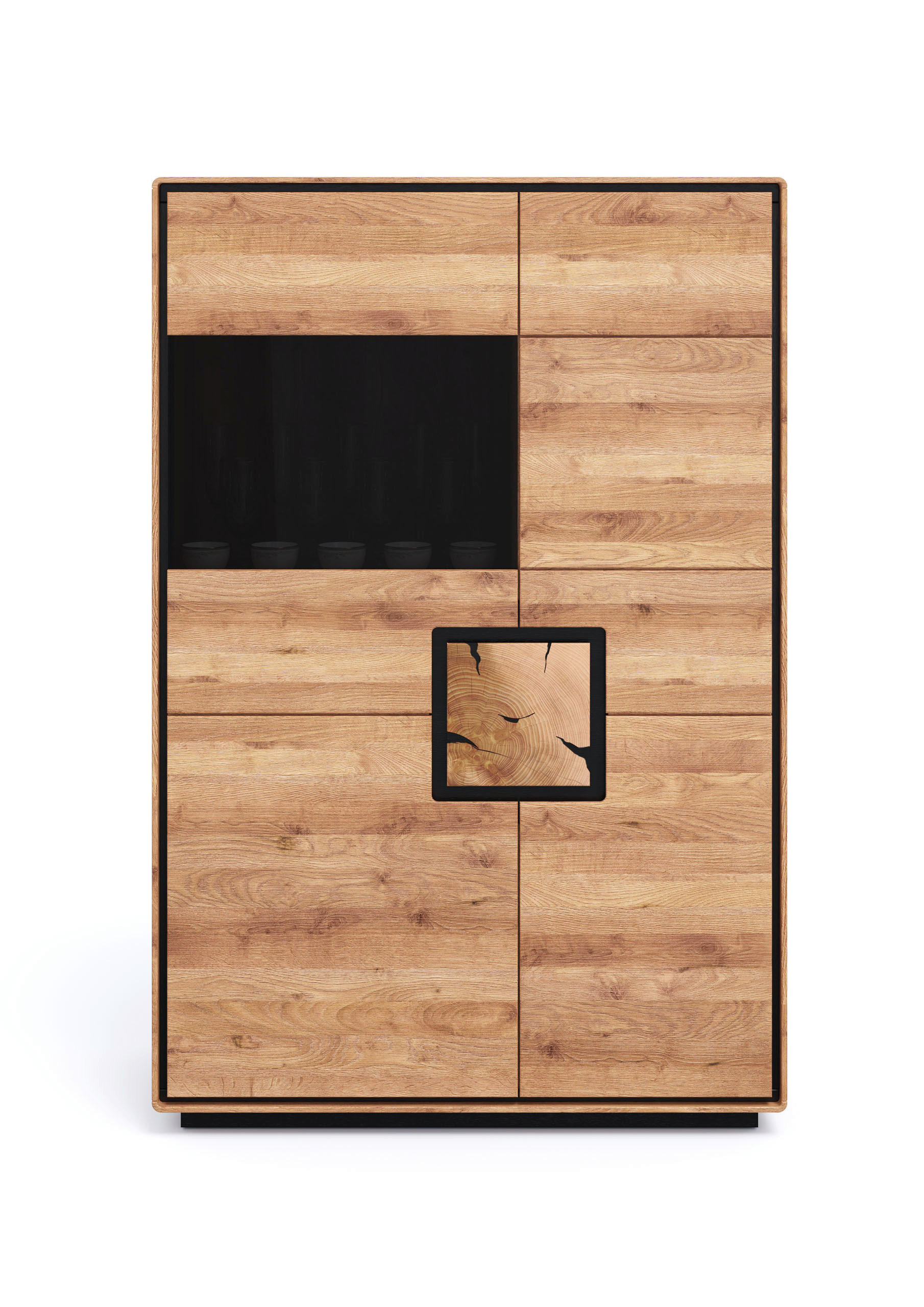 Livetastic Highboard Schwarz, Wildeiche 100x152x40 cm