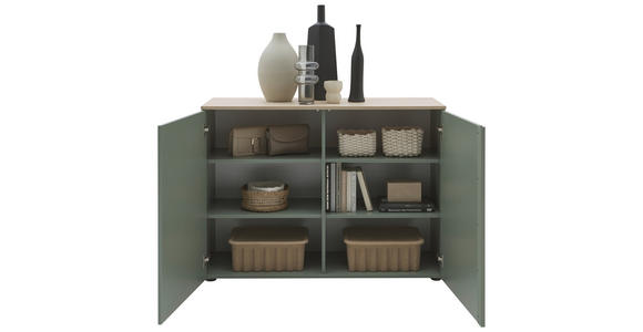 SIDEBOARD  in 120,2/89/43 cm  - Eichefarben/Schwarz, Design, Holzwerkstoff/Kunststoff (120,2/89/43cm) - Voleo