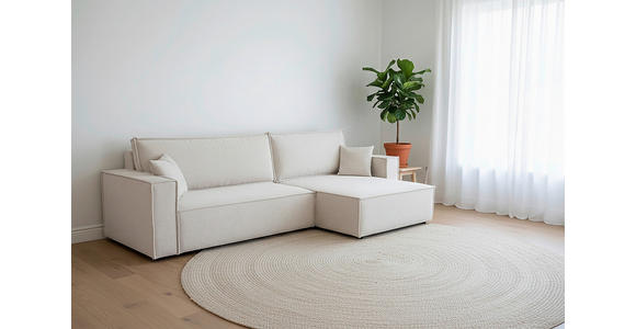 ECKSOFA inkl. Funktionen Creme Cord  - Creme/Schwarz, Design, Textil (267/141cm) - Xora