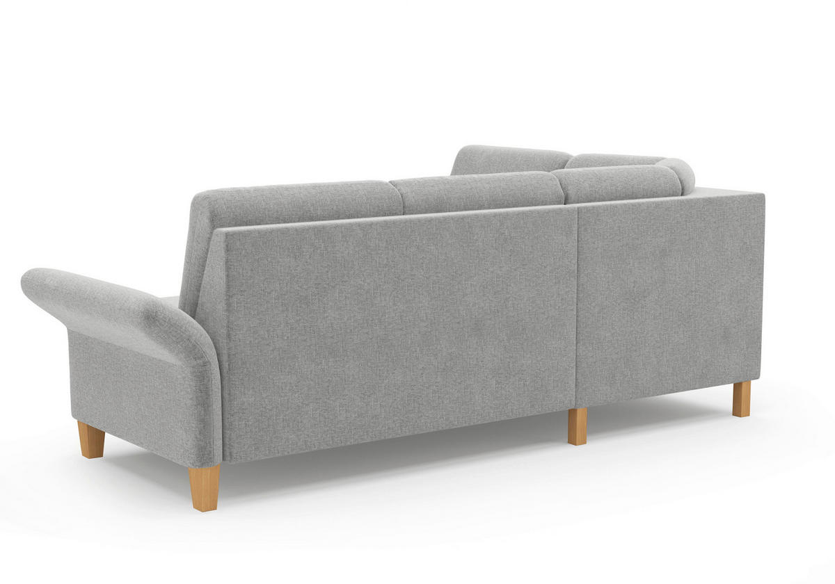 ECKSOFA ROCHELLE E Hellgrau Flachgewebe  - Eichefarben/Hellgrau, KONVENTIONELL, Holz/Textil (216/240cm) - Sit & More