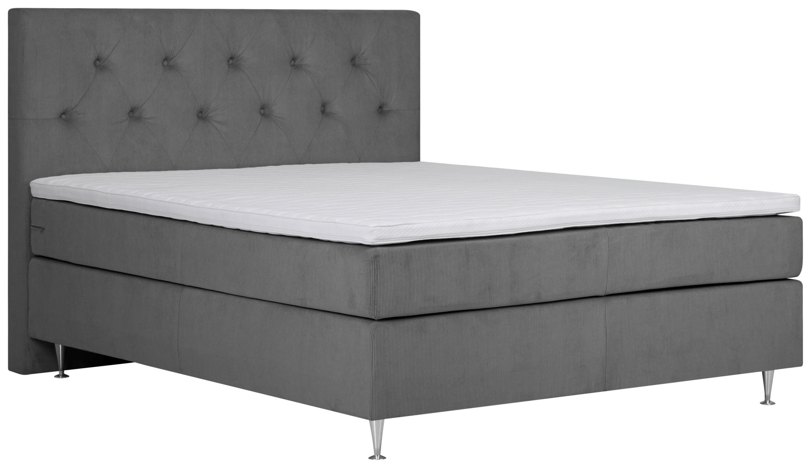 KONTINENTALSÄNG 140/200 cm  i mörkgrå  - mörkgrå, Modern, textil (140/200cm) - Livetastic