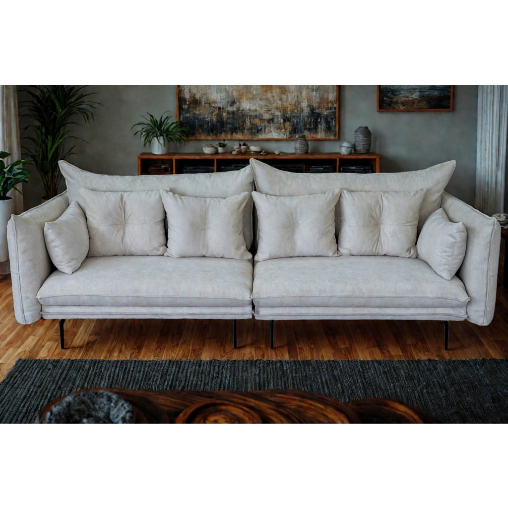 Thumbnail - Mid.you 2-Sitzer-Sofa, Creme, Textil, 3-Sitzer, Füllung: Polyurethan (PUR),Polyurethan (PUR),Polyurethan (Pur), 262x91x1...
