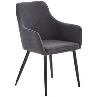 Scaun Cu Brațe din metal, textil, gri, negru,  - negru/gri, Konventionell, metal/textil (59/88,5/60,5cm) - Livetastic