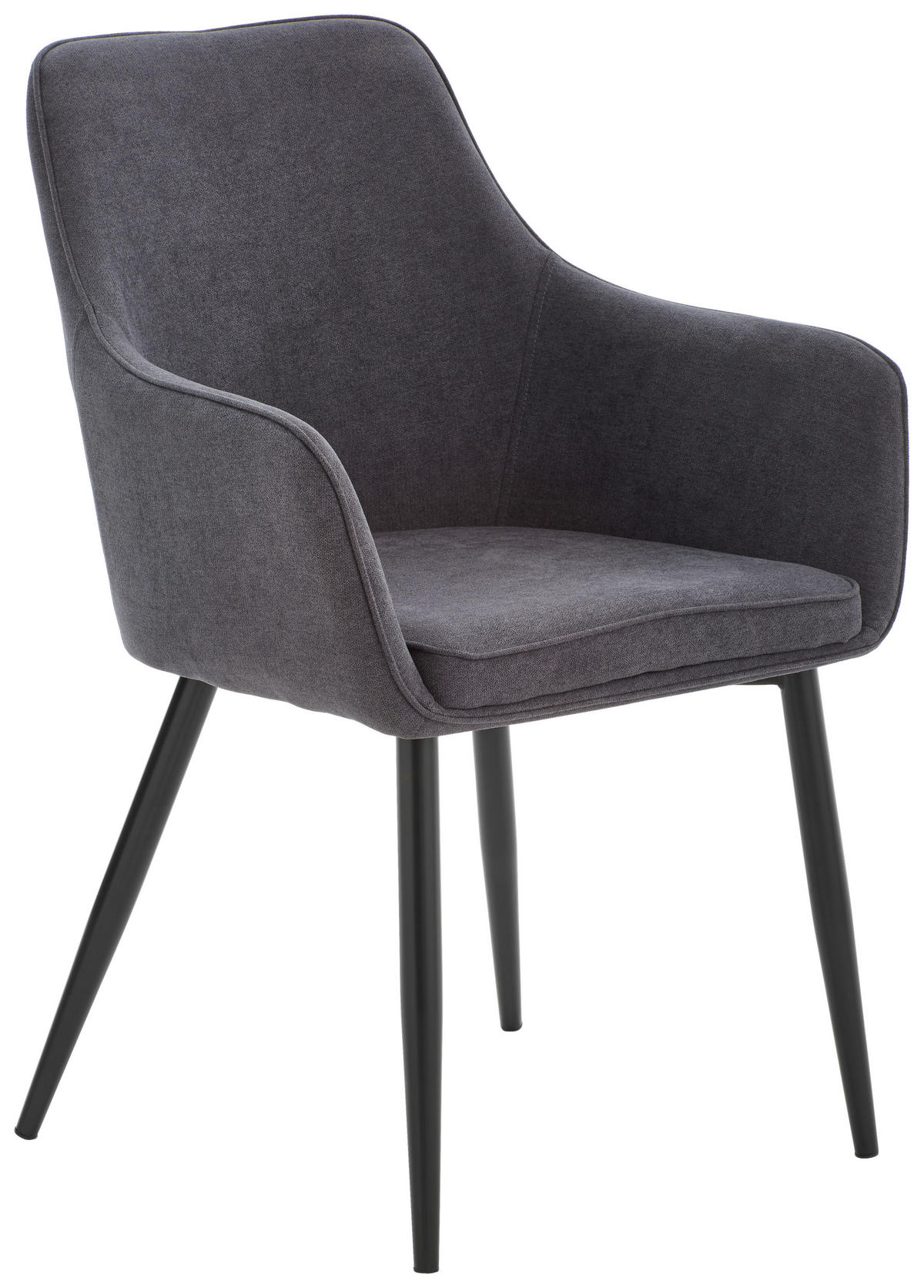 Scaun Cu Brațe din metal, textil, gri, negru,  - negru/gri, Konventionell, metal/textil (59/88,5/60,5cm) - Livetastic