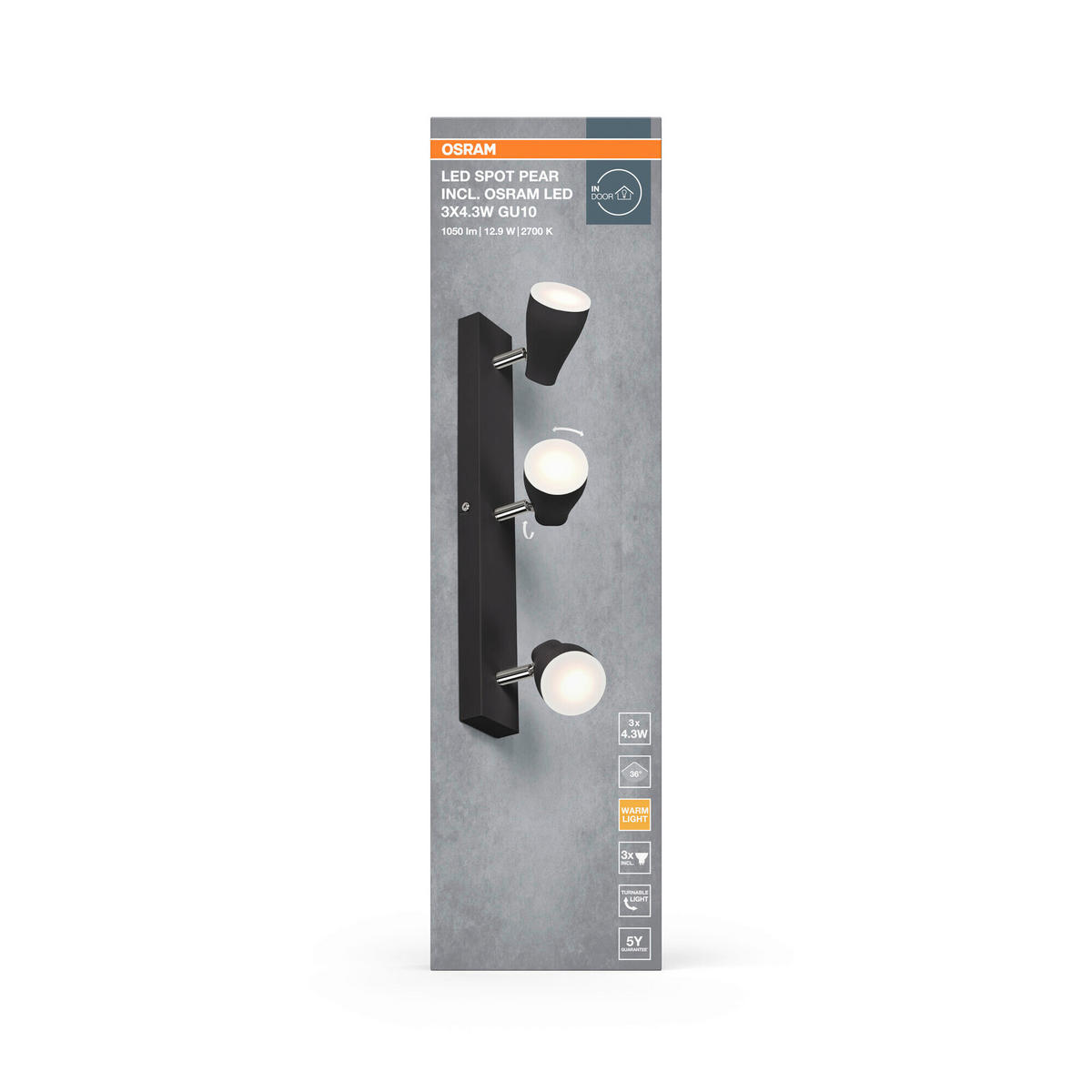 LED-STRAHLER 44,4/6/13,1 cm   - Schwarz, Basics, Kunststoff/Metall (44,4/6/13,1cm) - Osram