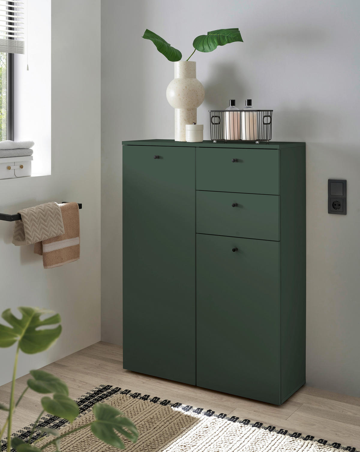 MIDISCHRANK 80/110/30 cm  - Schwarz/Grün, Modern, Holzwerkstoff/Kunststoff (80/110/30cm) - MID.YOU