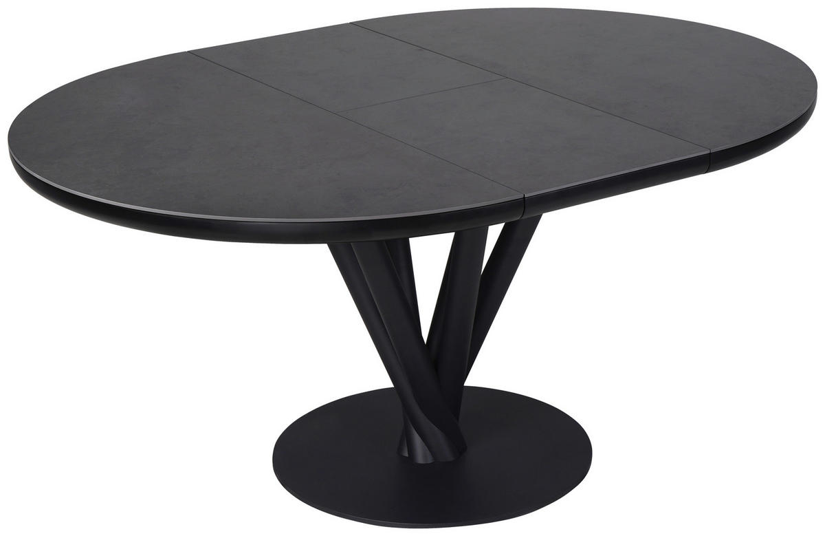 ESSTISCH Dunkelgrau rund  ausziehbar  - Dunkelgrau/Schwarz, Design, Keramik/Holzwerkstoff (120-160/120/76cm) - Novel