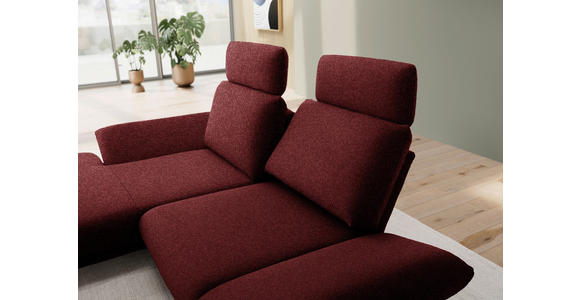 ECKSOFA  in Flachgewebe Rot Rücken echt, Armteilverstellung, Drehsitzfunktion  155/234 cm  - Rot/Schwarz, Design, Textil/Metall (155/234cm) - Dieter Knoll