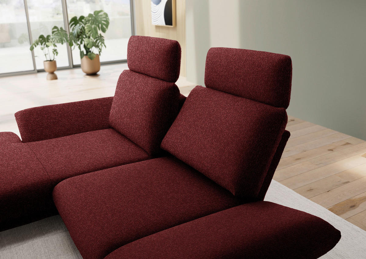 ECKSOFA  in Flachgewebe Rot  155/234 cm  - Rot/Schwarz, Design, Textil/Metall (155/234cm) - Dieter Knoll