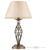 TISCHLEUCHTE 32/55/32 cm   - Messingfarben, Basics, Glas/Textil (32/55/32cm) - MAYTONI