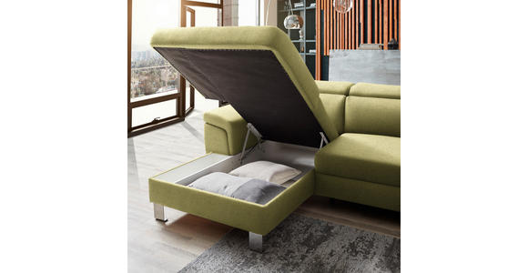 ECKSOFA in Webstoff Grün  - Silberfarben/Grün, Design, Textil/Metall (167/250cm) - Xora