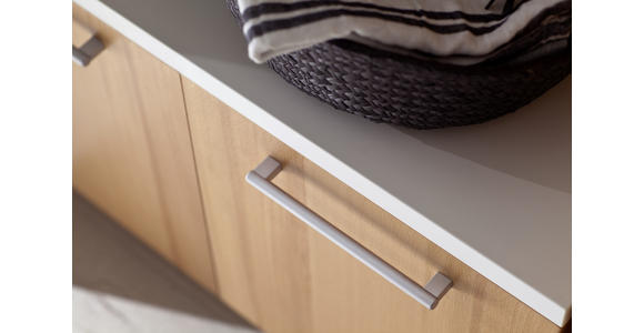 GARDEROBE 5-teilig in 222/201/35 cm - Buchefarben/Weiß, Design, Glas/Holz (222/201/35cm) - Moderano