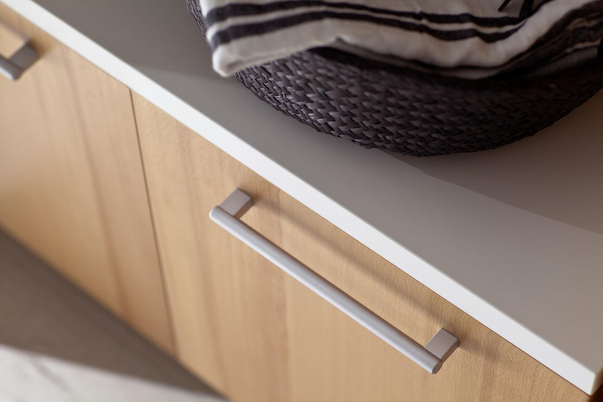 GARDEROBE 5-teilig  in 222/201/35 cm  - Weiss/Buchefarben, Design, Glas/Holz (222/201/35cm) - Moderano