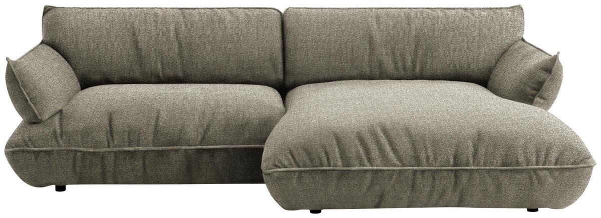 ECKSOFA Flachgewebe Naturfarben  - Schwarz/Naturfarben, Design, Kunststoff/Textil (264/185cm) - Belluti