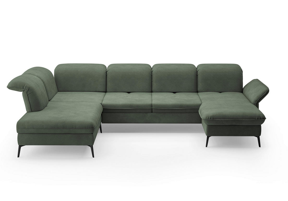 WOHNLANDSCHAFT in Flachgewebe Grün  - Schwarz/Grün, KONVENTIONELL, Textil/Metall (231/359/198cm) - Sit & More
