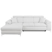 ECKSOFA Naturfarben Flachgewebe Zierkissen, Schlaffunktion, Rücken echt, Kopfteilverstellung  - Chromfarben/Naturfarben, KONVENTIONELL, Textil/Metall (175/268cm) - Carryhome