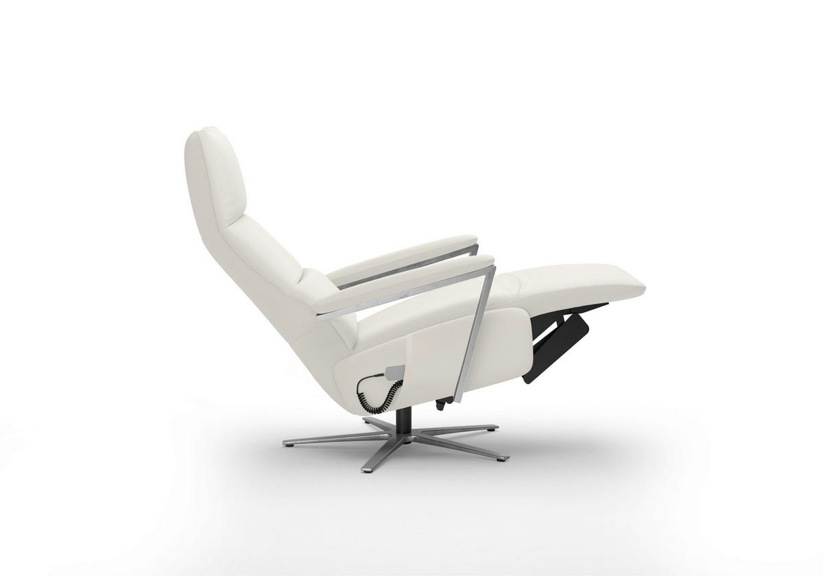 RELAXSESSEL Leder Weiss  - Weiss/Silberfarben, Basics, Leder/Metall (70/126/85cm) - Sit & More