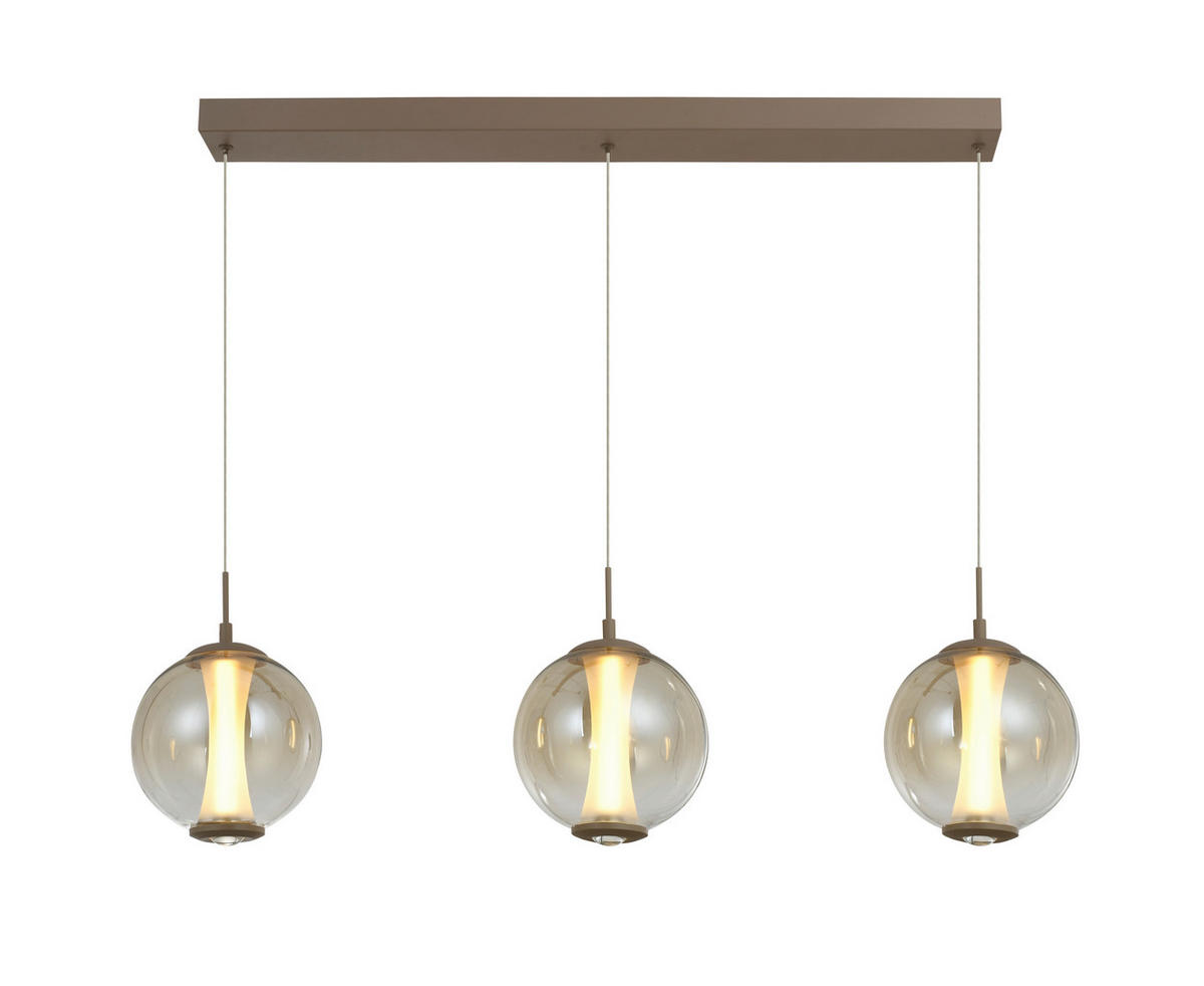 LED-HÄNGELEUCHTE Orleans 94/150/18 cm  - Sandfarben, Design, Glas/Metall (94/150/18cm)