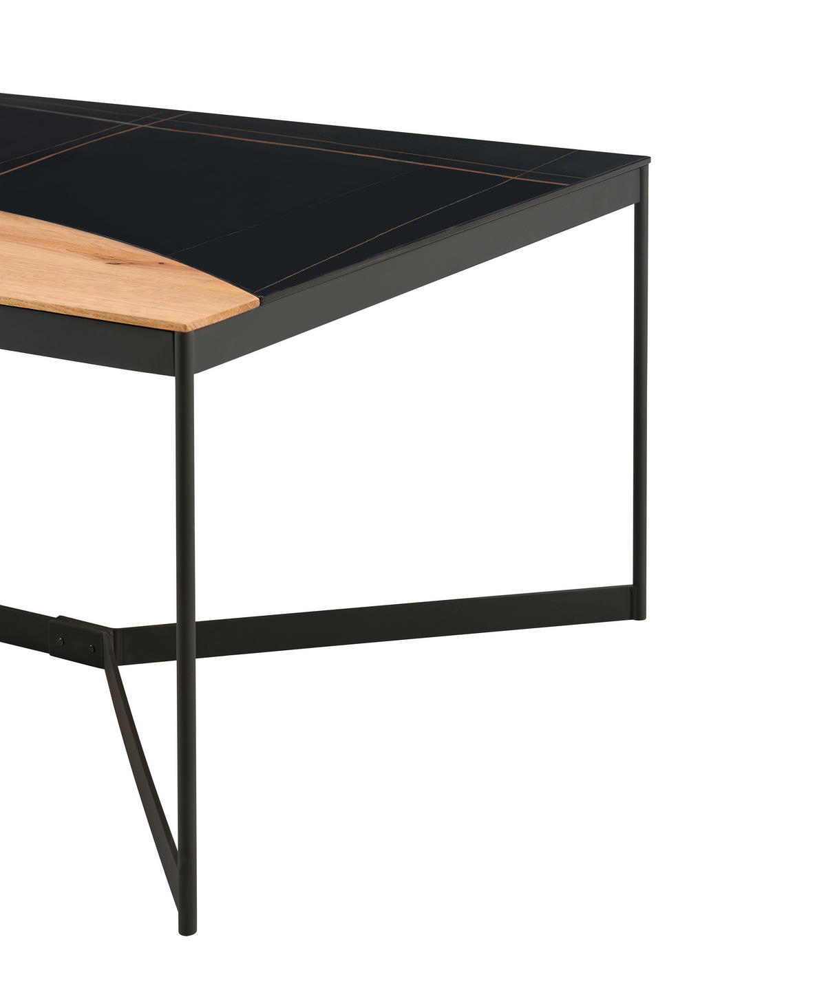 TABLE BASSE in Holz, Metall, Keramik  - noir/couleur écru, Design, céramique/métal (110/40/65cm) - Livetastic