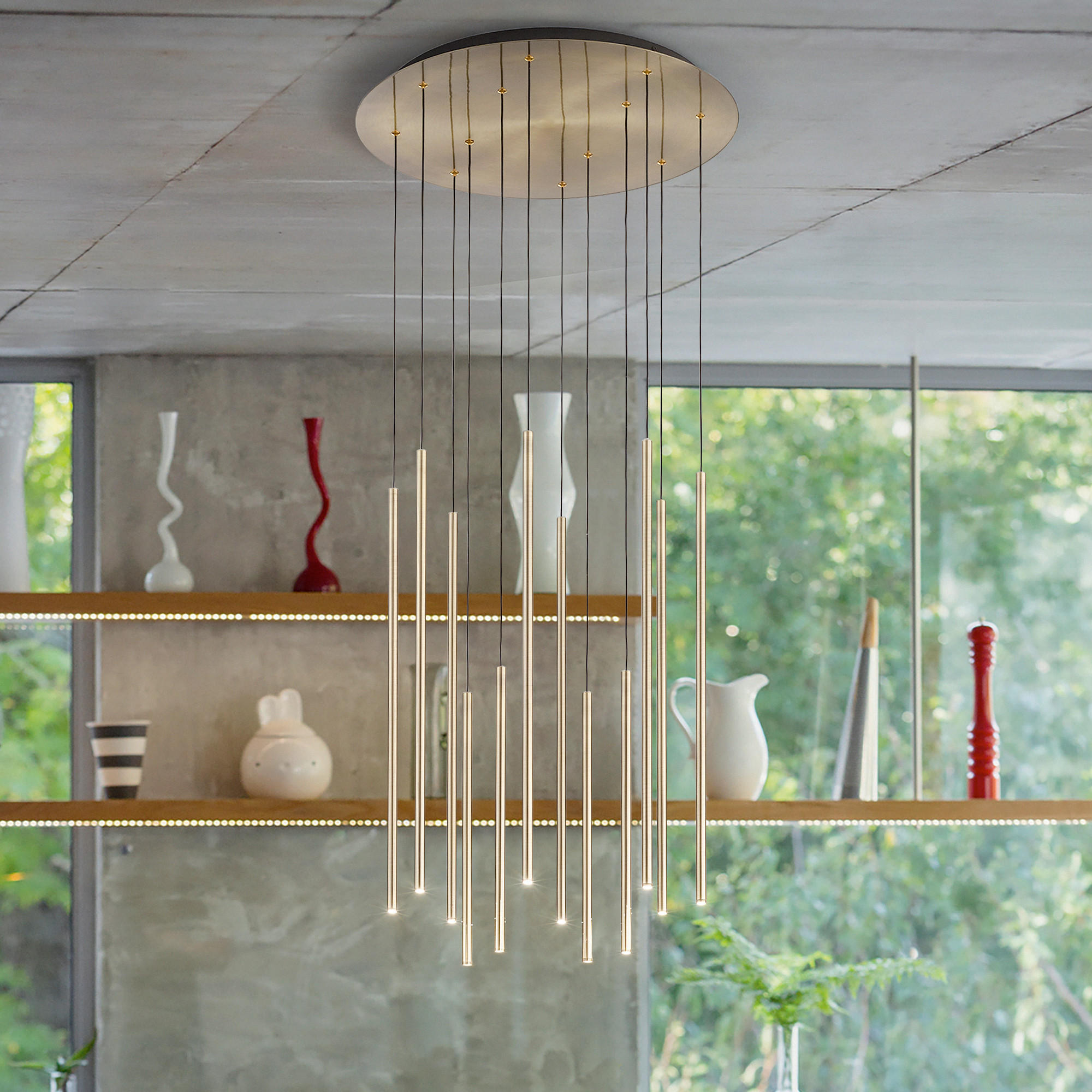 LED-HÄNGELEUCHTE 60/105/150 cm  - Messingfarben, Design, Metall (60/105/150cm) - Ideal Lux