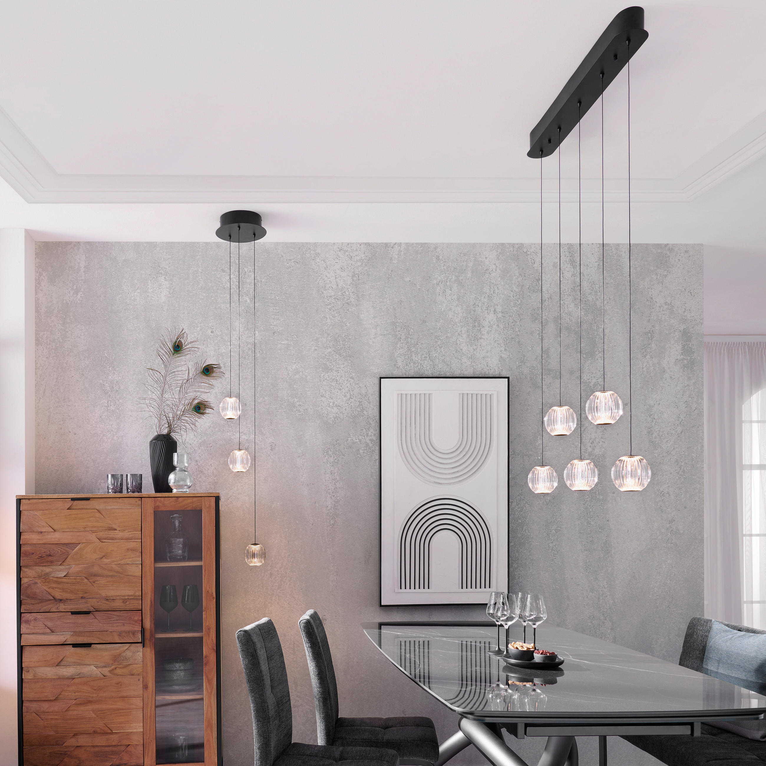 LED-HÄNGELEUCHTE 25/150 cm    - Klar/Schwarz, Design, Kunststoff/Metall (25/150cm) - Dieter Knoll