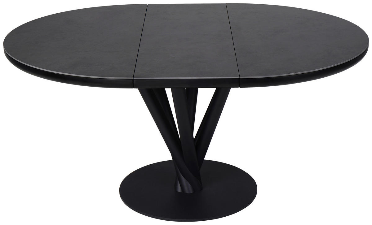ESSTISCH Dunkelgrau rund  ausziehbar  - Dunkelgrau/Schwarz, Design, Keramik/Holzwerkstoff (120-160/120/76cm) - Novel