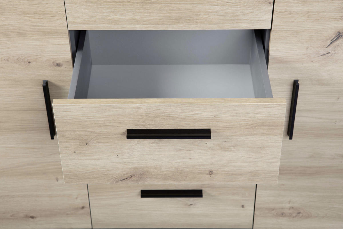 KOMMODE  in 134/86/40 cm  - Anthrazit/Schwarz, KONVENTIONELL, Holzwerkstoff/Kunststoff (134/86/40cm) - MID.YOU