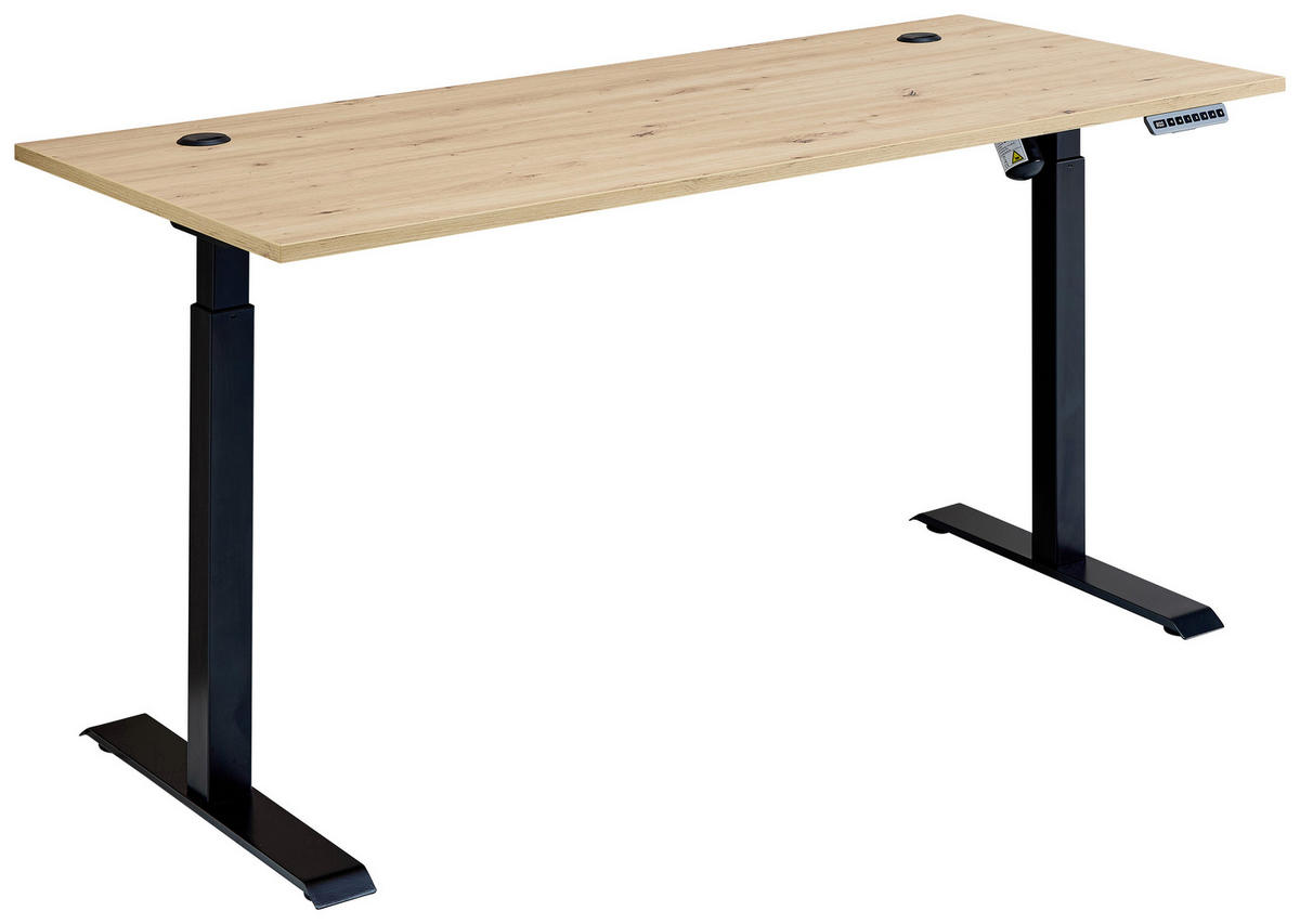SCHREIBTISCH 160/77/72 cm  in Schwarz, Eiche Artisan  - Schwarz/Eiche Artisan, MODERN, Holzwerkstoff/Metall (160/77/72cm) - MID.YOU