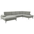WOHNLANDSCHAFT in Webstoff Silberfarben  - Silberfarben/Schwarz, Design, Textil/Metall (157/354/208cm) - Dieter Knoll
