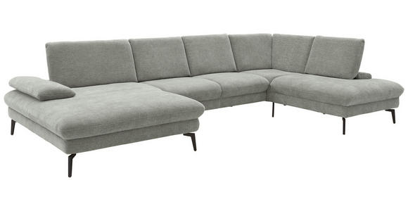 WOHNLANDSCHAFT in Webstoff Silberfarben - Silberfarben/Schwarz, Design, Textil/Metall (157/354/208cm) - Dieter Knoll