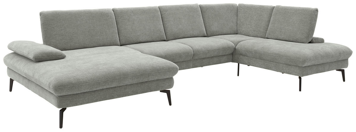 WOHNLANDSCHAFT in Webstoff Silberfarben  - Silberfarben/Schwarz, Design, Textil/Metall (157/354/208cm) - Dieter Knoll