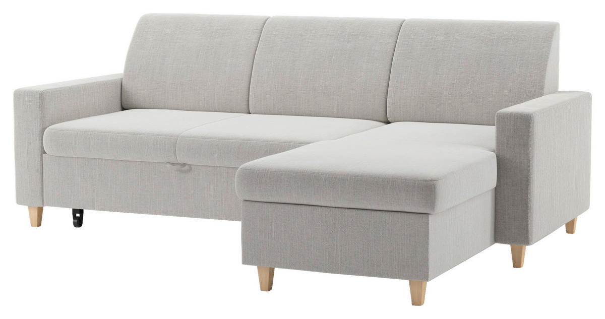 ECKSOFA NIKAS in Flachgewebe Creme  227/156 cm  - Buchefarben/Creme, Design, Holz/Textil (227/156cm) - MID.YOU