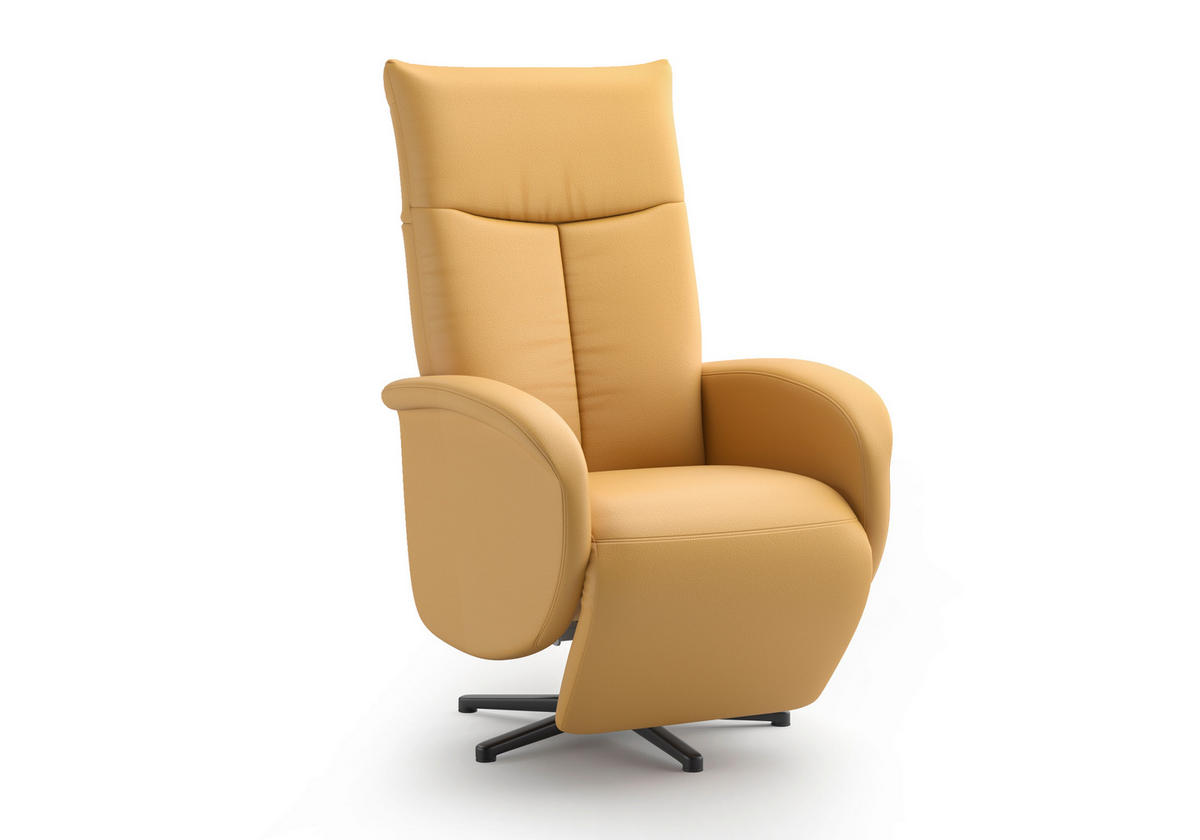DREHSTUHL Currygelb  - Currygelb/Schwarz, MODERN, Leder/Metall (75/112/82cm) - Sit & More