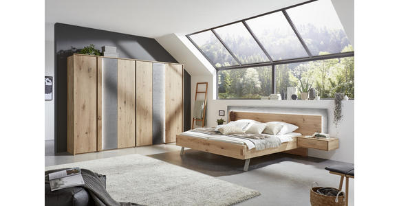 DREHTÜRENSCHRANK in Grau, Eichefarben - Eichefarben/Grau, Natur, Holz (299/223/59cm) - Valnatura