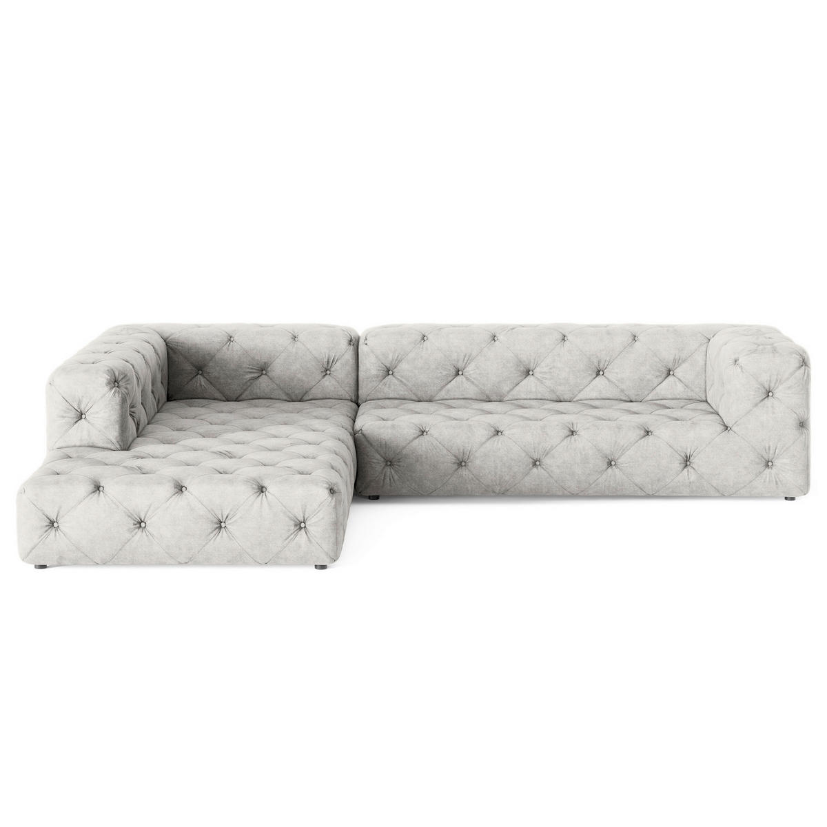 ECKSOFA Mikrofaser Hellgrau  - Hellgrau/Schwarz, Design, Kunststoff/Textil (228/325cm) - P & B
