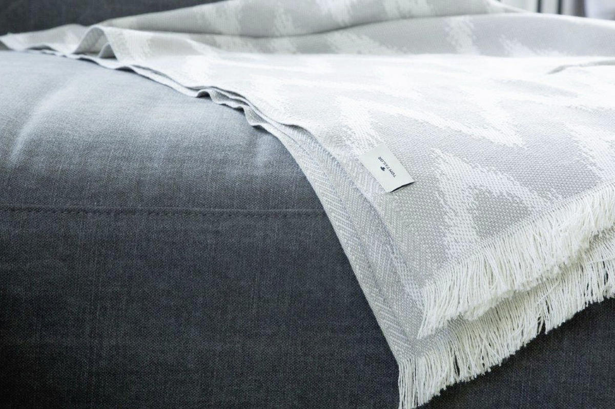 PLÄD 140/180 cm  - ljusgrå/cremefärgad, Klassisk, textil (140/180cm) - Tom Tailor