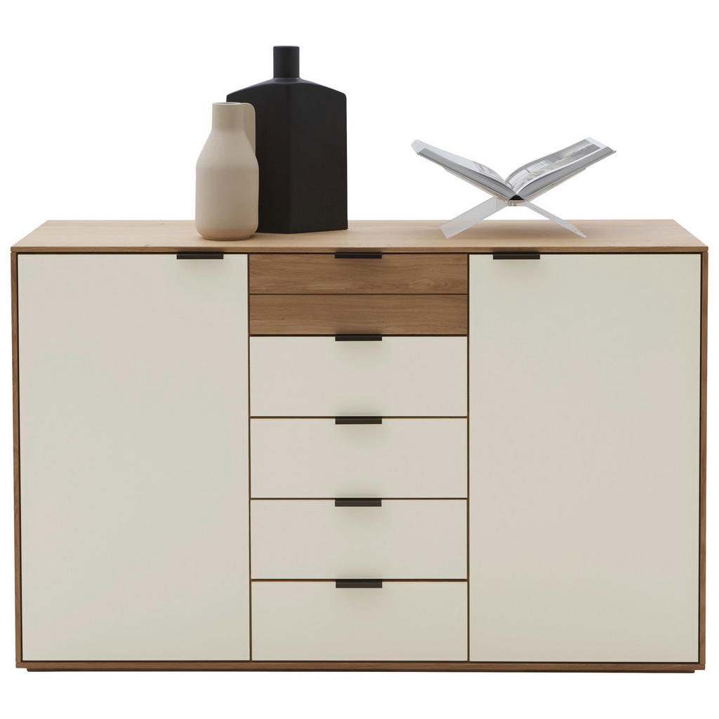 Thumbnail - Valnatura Sideboard, Kaschmir, Eiche, Metall, Wildeiche, massiv, 4 Fächer, 5 Schubladen, 150x94x44 cm, in verschiedenen ...