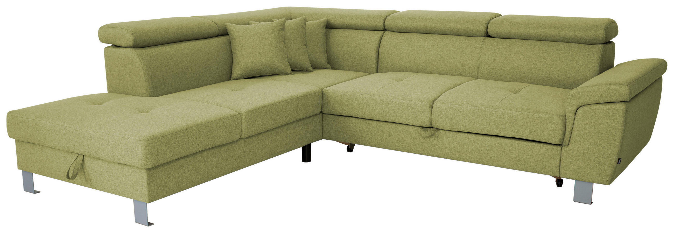 ECKSOFA in Webstoff Grün  - Silberfarben/Grün, Design, Textil/Metall (226/257cm) - Xora