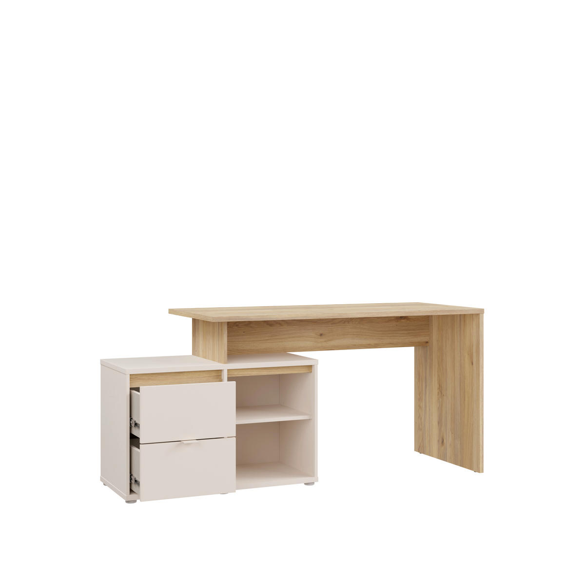 Masă De Scris, metal, plastic, material pe bază de lemn - culoare lemn stejar/nisipiu, Basics, plastic/metal (163,2/74,9/60cm) - Xora