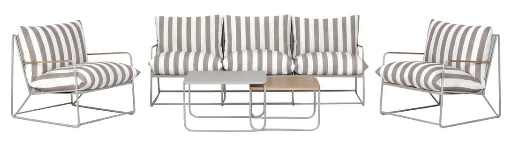 LOUNGEGRUPP stål  - vit/beige, Klassisk, metall/textil