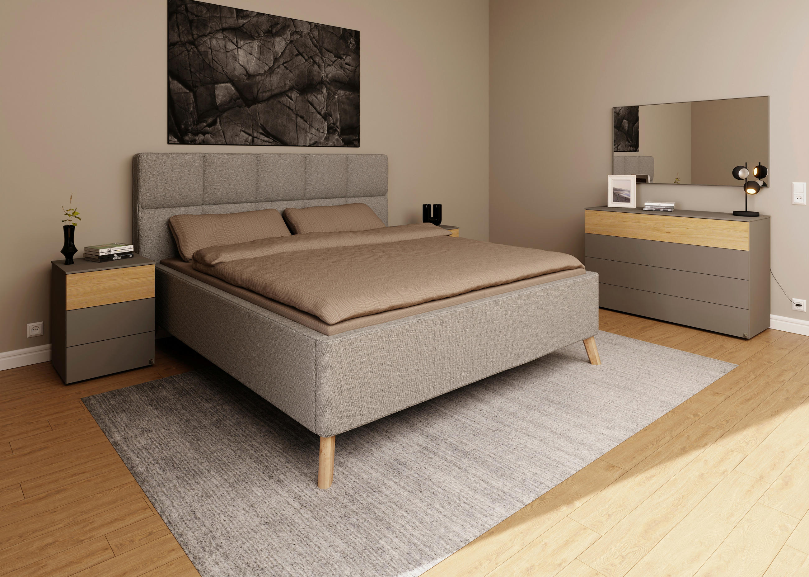 POLSTERBETT Bettkasten, motorische Verstellbarkeit, Fernbedienung, Lattenroste, Matratzen 180/200 cm  in Grau  - Schwarz/Weiß, KONVENTIONELL, Holz/Textil (180/200cm) - Musterring