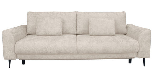 SCHLAFSOFA Chenille Creme Rückenkissen, Nierenkissen, Bettkasten, Schlaffunktion, Rücken echt, Liegefläche im Originalstoff  - Creme/Schwarz, KONVENTIONELL, Textil/Metall (235/90/104cm) - Carryhome