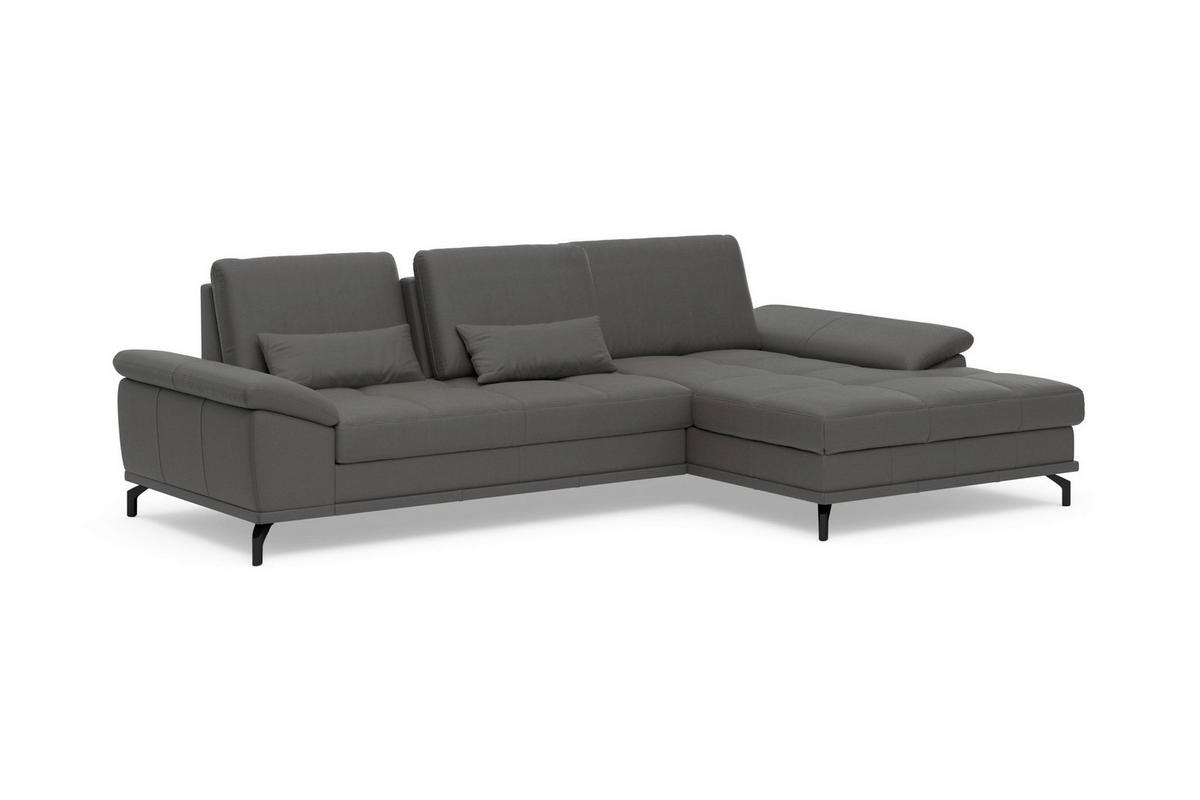 ROHOVÁ SEDAČKA, koža, mokka - čierna/mokka, Basics, kov/koža (301/176cm) - Sit & More