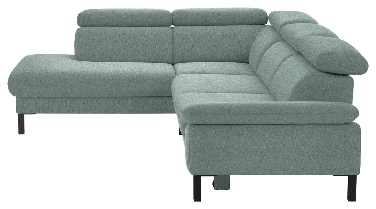 ECKSOFA in Flachgewebe Mintgrün  - Schwarz/Mintgrün, Design, Holzwerkstoff/Textil (217/272cm) - Pure Home Comfort