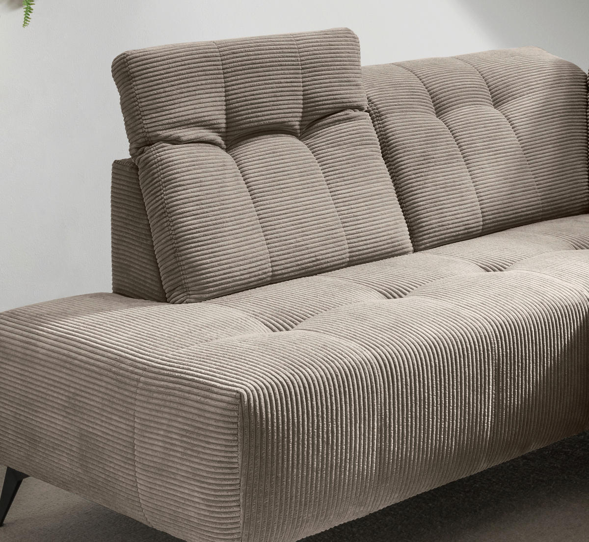 ECKSOFA in Cord Graubraun  - Graubraun/Schwarz, Modern, Textil/Metall (200/272cm) - Livetastic