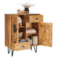 KOMMODE in 80/100/40 cm - Hellbraun/Schwarz, LIFESTYLE, Holz/Metall (80/100/40cm) - Landscape