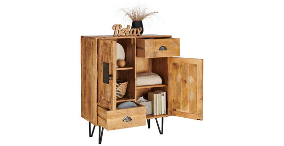 KOMMODE in 80/100/40 cm - Hellbraun/Schwarz, LIFESTYLE, Holz/Metall (80/100/40cm) - Landscape